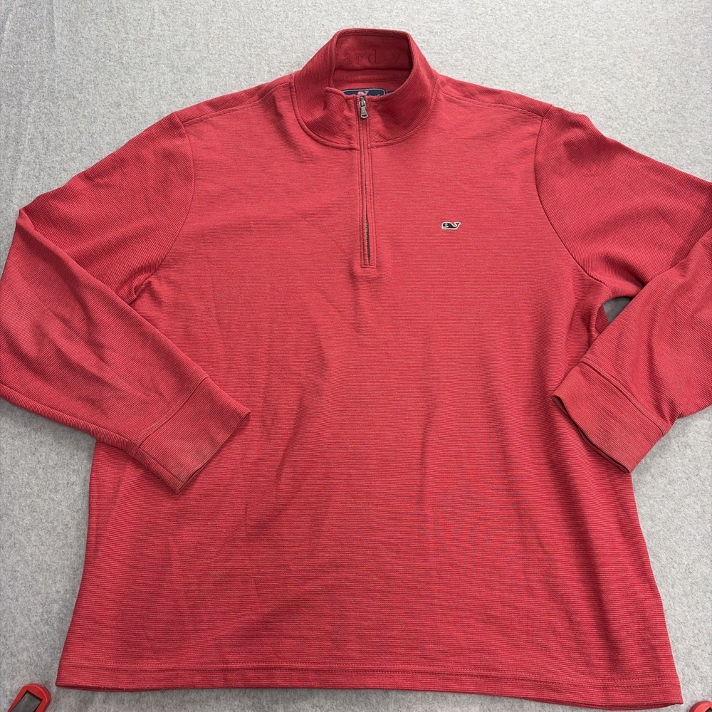 Vineyard Vines Sweater Mens XL Long Sleeve 1/4 Zip Pullover Red Casual